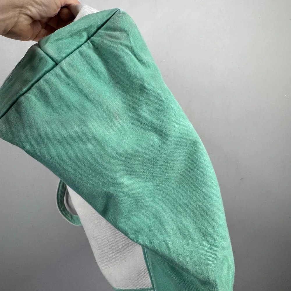 Vintage Lands End Canvas Tote Bag Zip Top Seafoam Green Made in USA Large 22